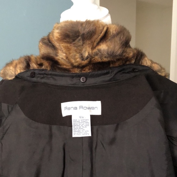 Rena Rowan 3-Piece Suit Jacket Skirt Faux Fur Removable Collar Brown - Picture 7 of 16